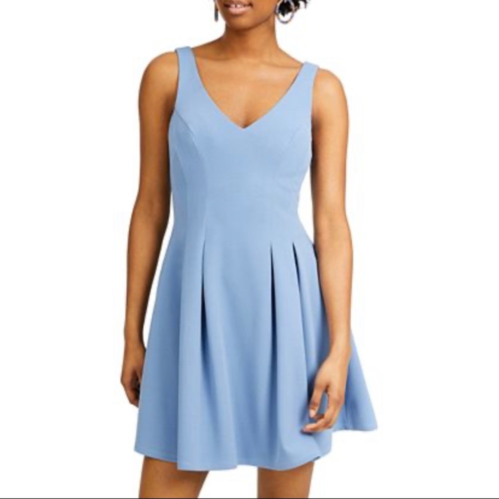 Day blue pleated dress